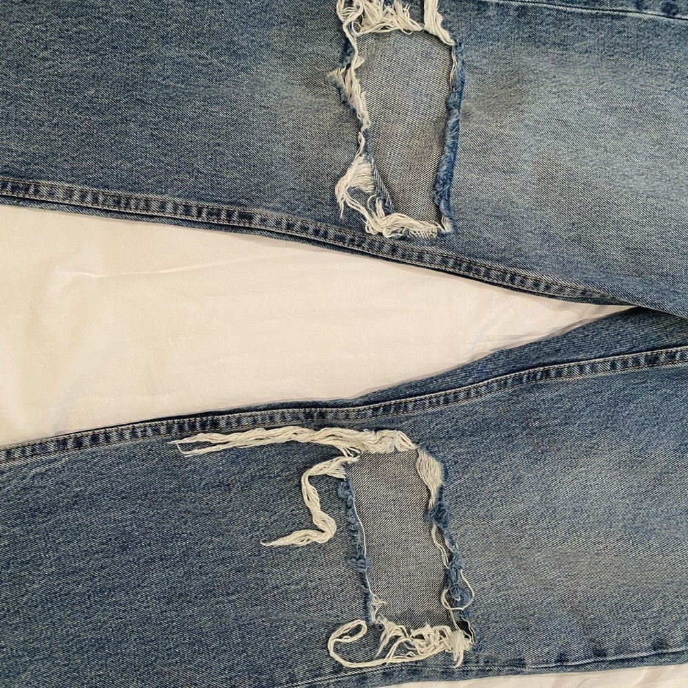 Topshop High Waisted Distressed Blue Jeans - Picture 4 of 9